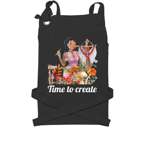 Time to create, a Black Cotton Canvas Pocket Apron
