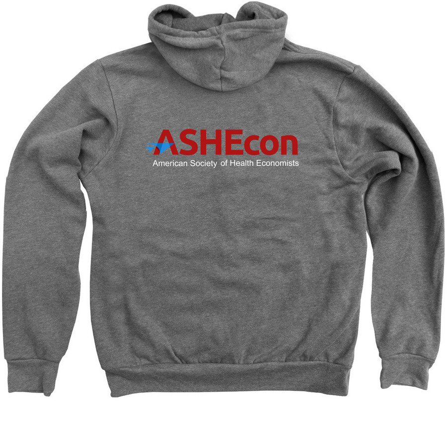 ASHEcon Official Merchandise, a Deep Heather Zip Up Hoodie (back-view)