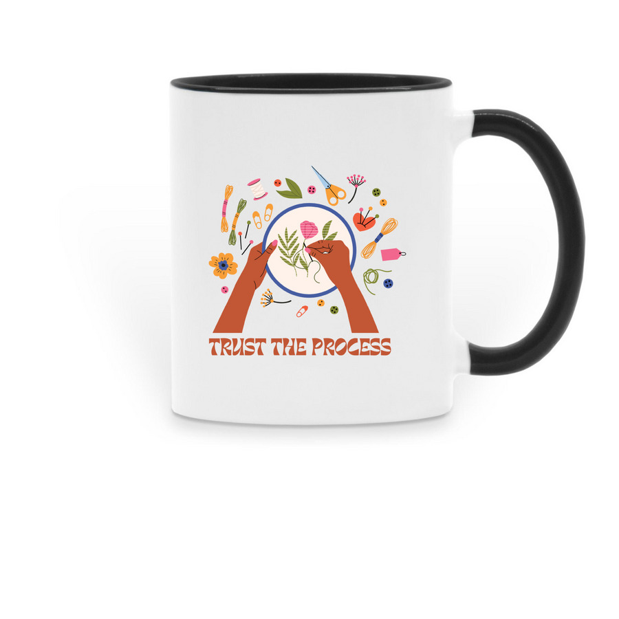 Trust the Process Mugs, a Black Two-Tone Ceramic Mug