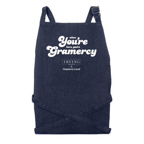 Welcome to the Family Recycled Denim Apron, a Indigo Denim Recycled Denim Bib Apron