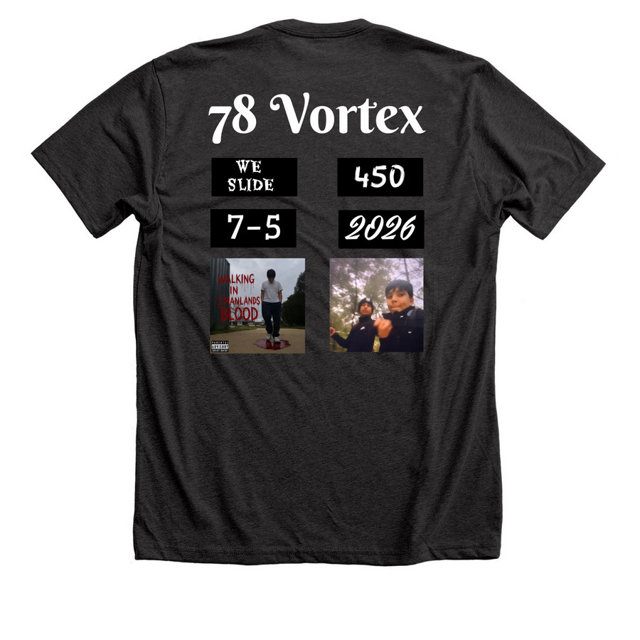 78 Vortex "2026 FINALE" Official Shirt, a Dark Grey Heather Premium Unisex Tee (back-view)