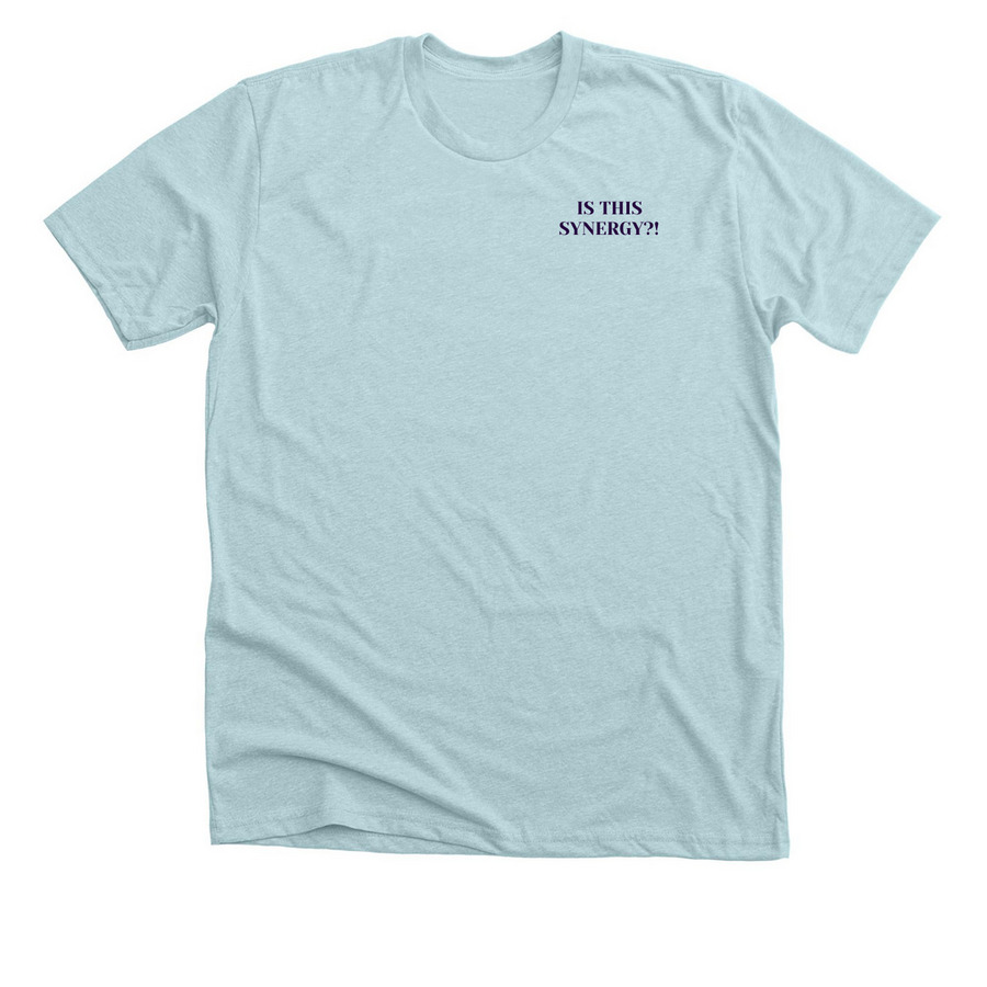 Is This Synergy?! P&W Logo, a Heather Ice Blue Premium Unisex Tee