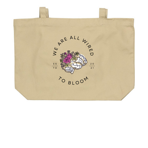 We're All Wired to Bloom, a Oyster Large Organic Cotton Tote Bag