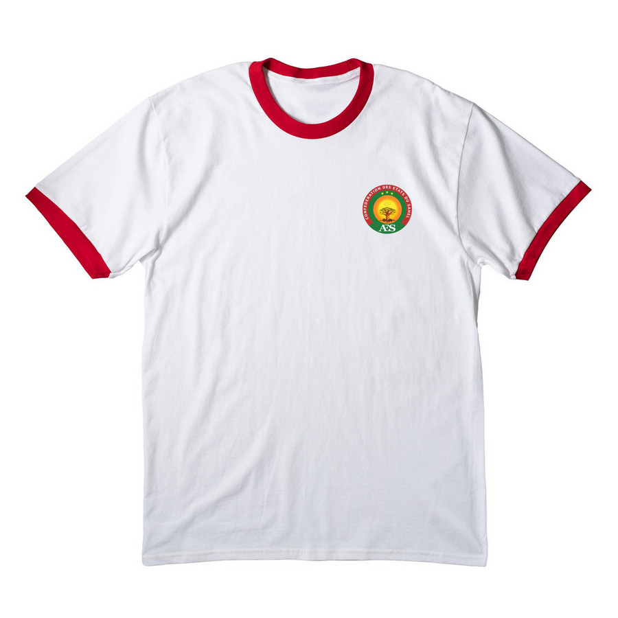 AES Defend Africa, a White/ Red Cotton Ringer Tee