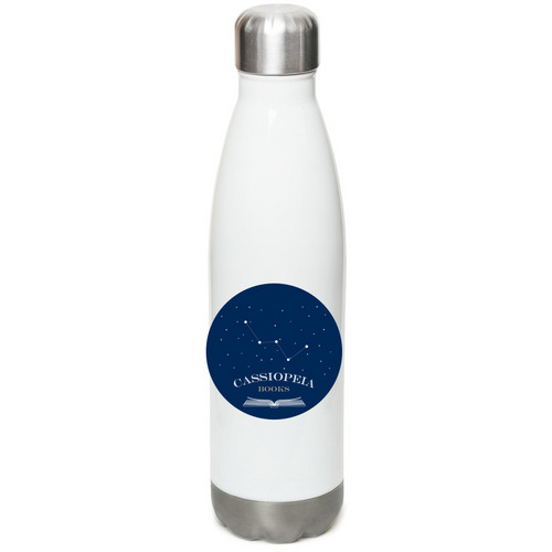 Cassiopeia Books Merch, a White Stainless Steel Water Bottle