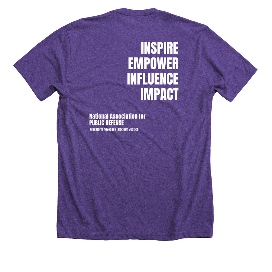 Everyone is a leader, a Heather Team Purple Premium Unisex Tee (back-view)