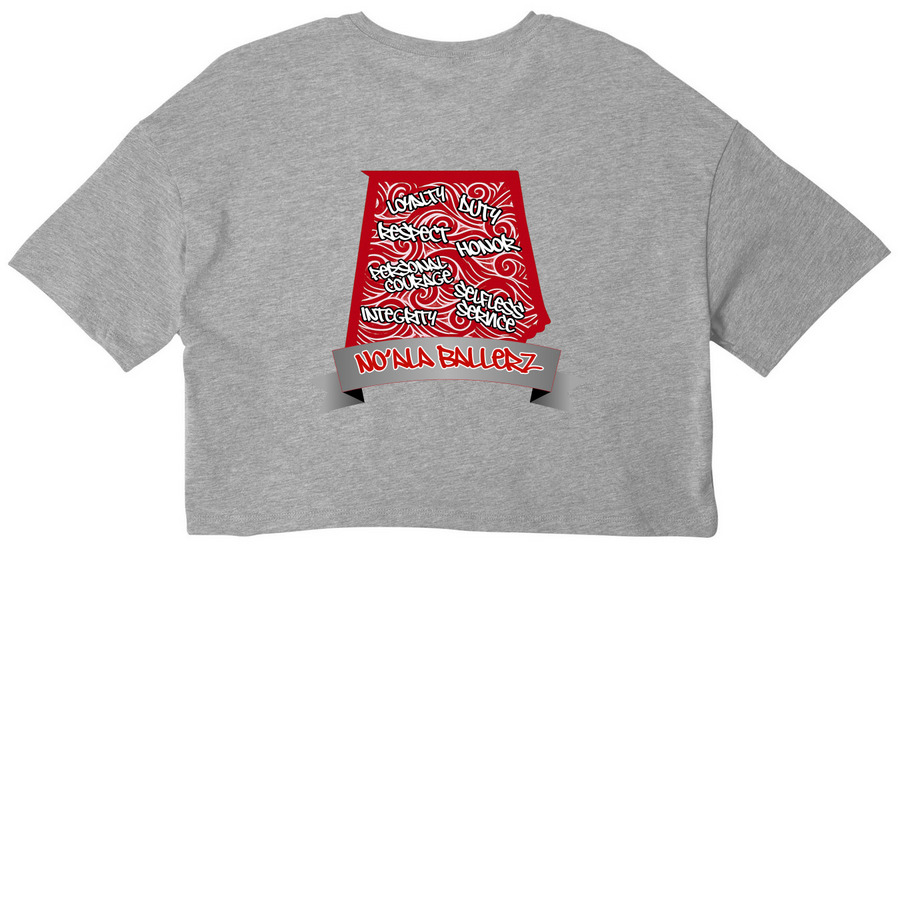 Support the NO'ALA BALLERZ!, a Athletic Heather Women?s Cropped Cotton Tee (back-view)