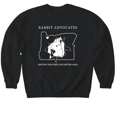 Rabbit Advocates 2023 Edition Dark Mode, a Black Softstyle Crewneck Sweatshirt