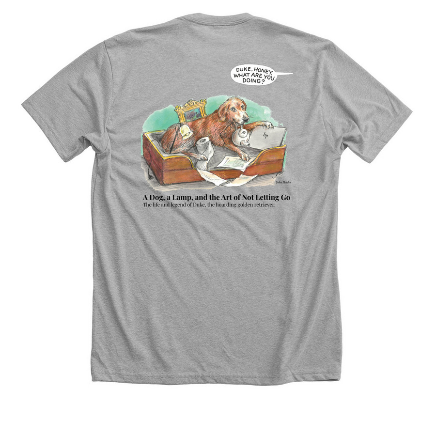 Virginia Living's Tee?Duke, a Athletic Heather Premium Unisex Tee (back-view)