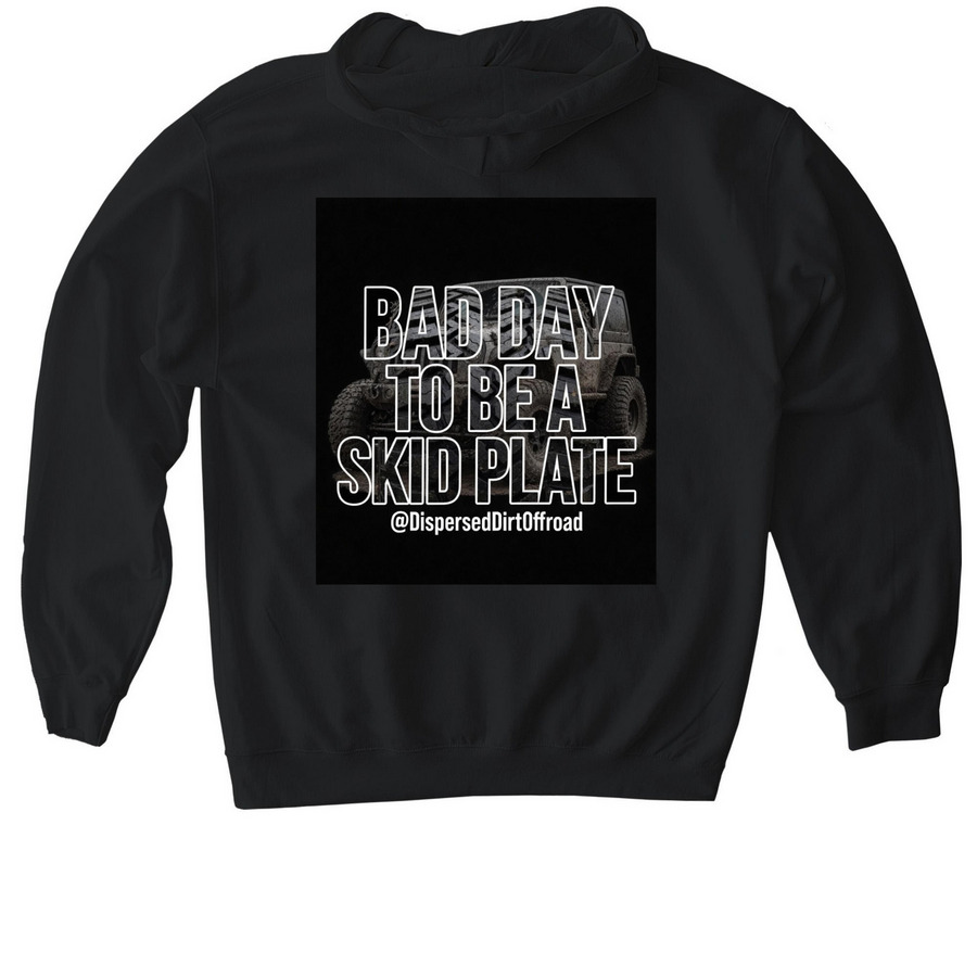 Bad day to be a skidplate, a Black Gildan Softstyle Pullover Hoodie (back-view)