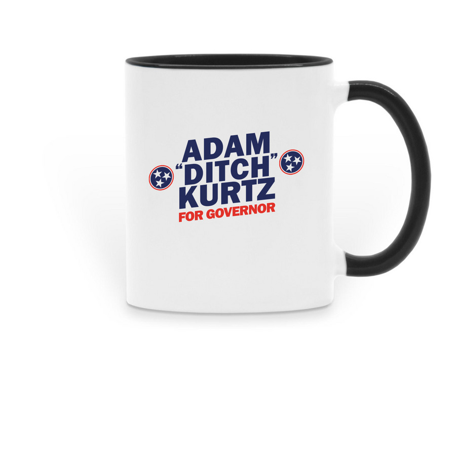 Adam Ditch Kurtz for Governor Coffee Mug, a Black Two-Tone Ceramic Mug