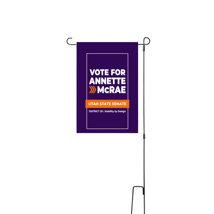 Yard Signs for Annette McRae | Ut SD 20, a White 12" x 18" Yard Flag with Stake
