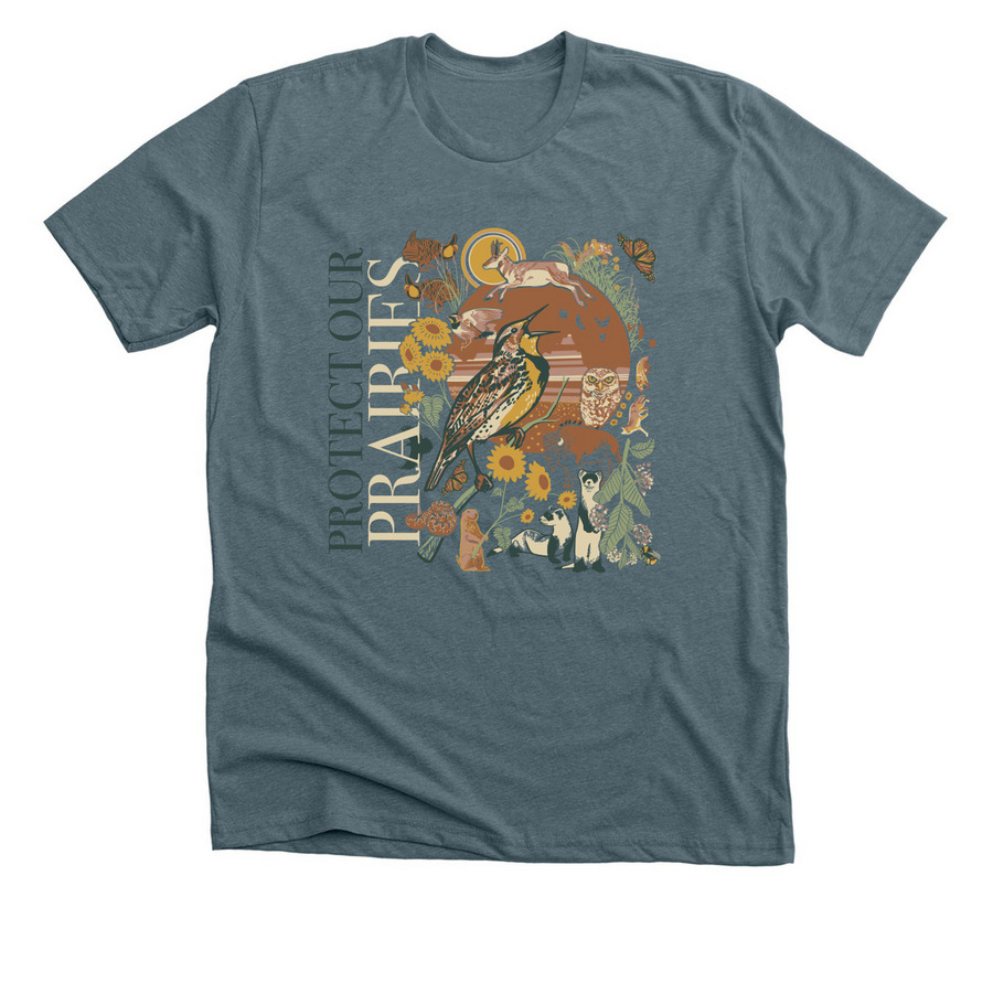 Protect Our Prairies Tee, a Heather Slate Premium Unisex Tee