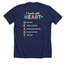 I Teach with HEART, a Solid Navy Blend Premium Unisex Tee (back-view)