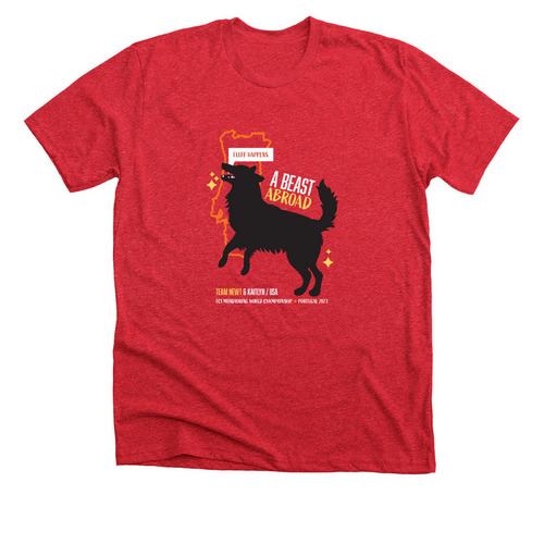 A Beast Abroad, a Heather Red Premium Unisex Tee
