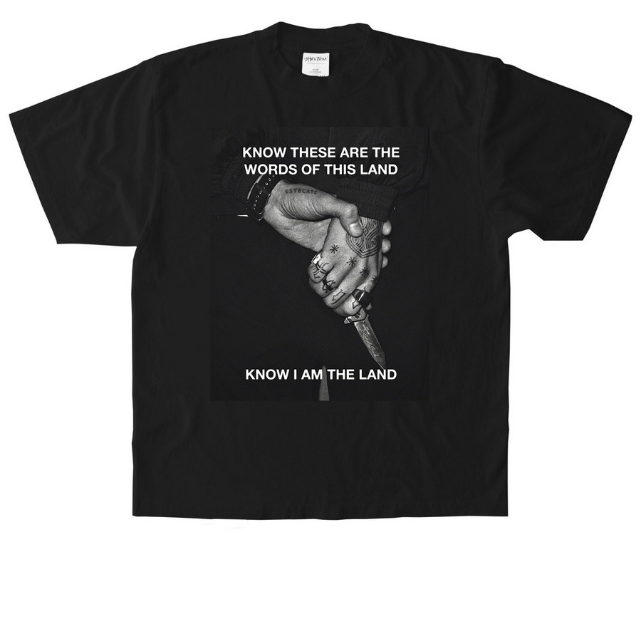 KNOW I AM THE LAND, a Black Heavyweight Garment Dye Tee