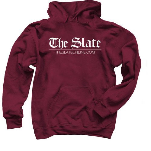 Logo Shirts - White Lettering, a Maroon Pullover Hoodie