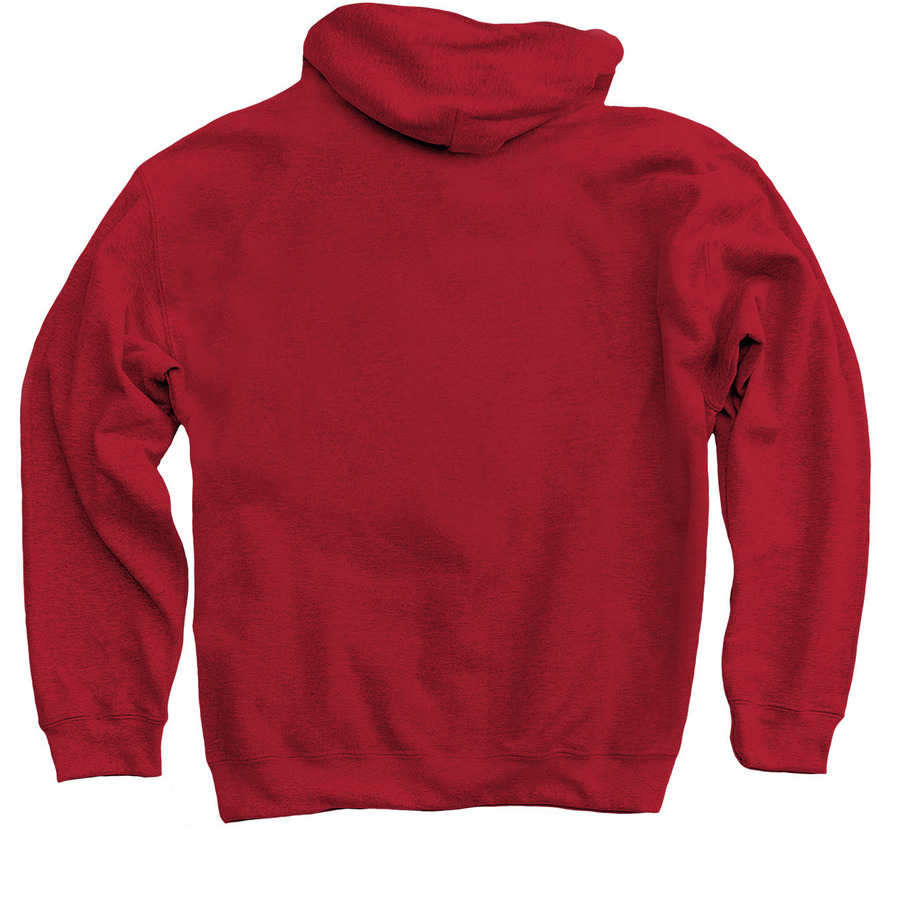 Youth Virginia Tops (colored), a Cardinal Red Pullover Hoodie (back-view)