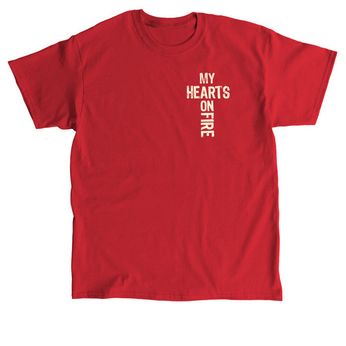"Heart's On Fire" Cross, a Red Classic Unisex Tee