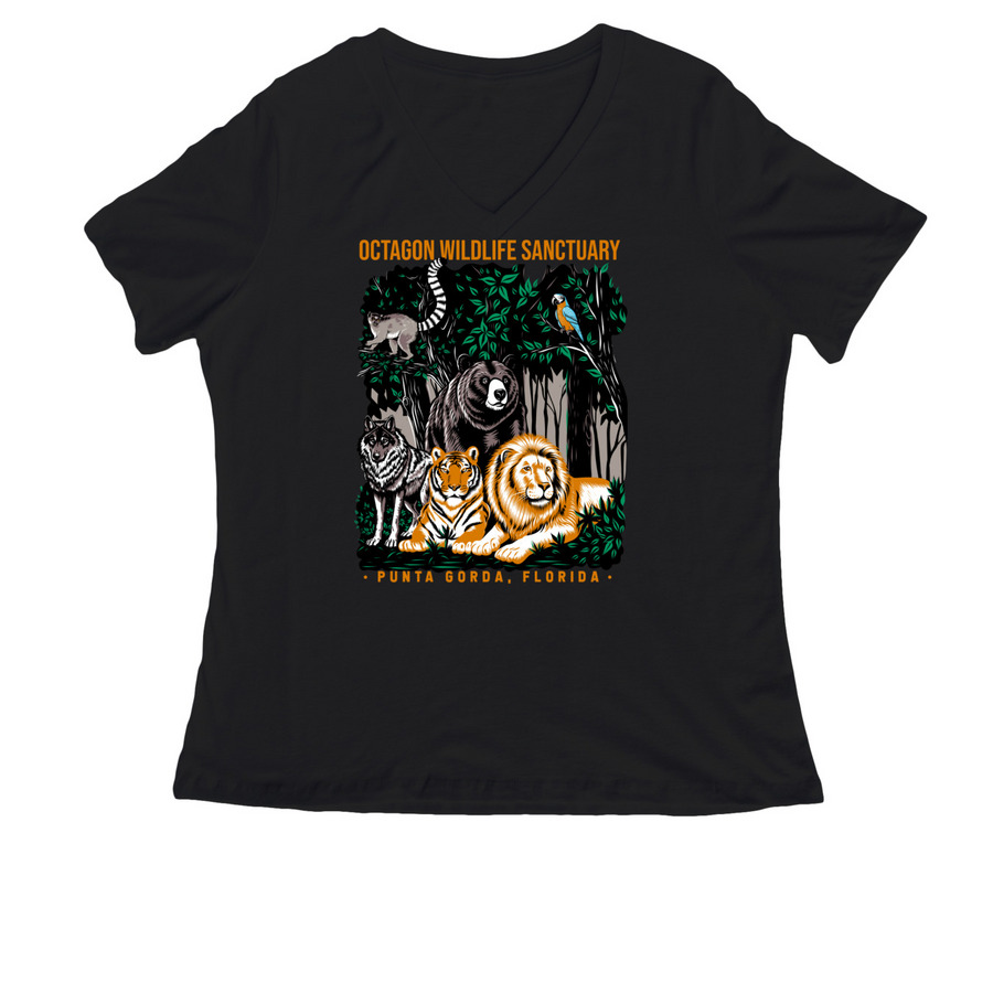 Octagon Wildlife Sanctuary, a Black Women's Relaxed V-Neck Tee
