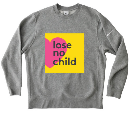 Lose No Child&nbsp;Nike Apparel, a Dark Grey Heather Nike Club Fleece Crewneck Sweatshirt