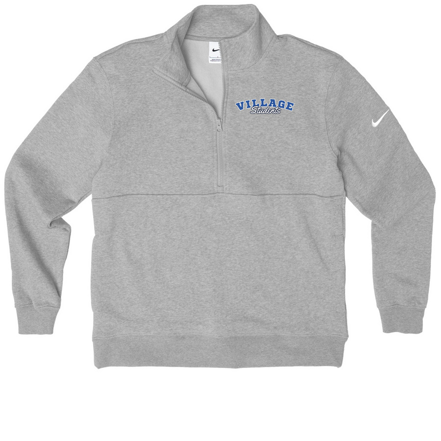 Village Students, a Dark Grey Heather Nike Club Fleece Half Zip Pullover