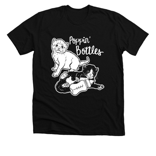 Poppin' Bottles, a Solid Black Blend Premium Unisex Tee