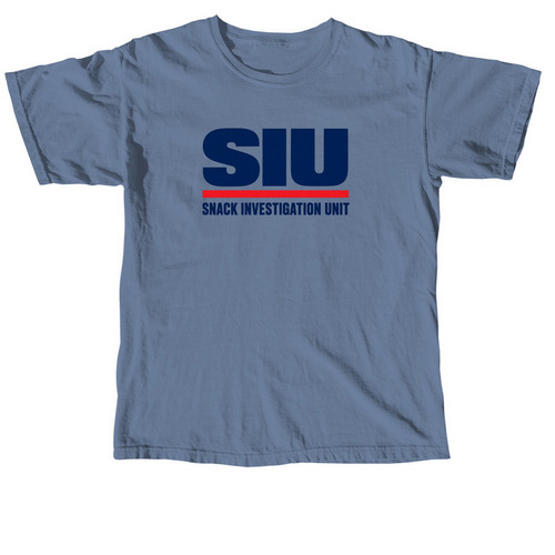 IN SNACKS WE TRUST OFFICIAL, a Blue Jean Comfort Colors Unisex Tee