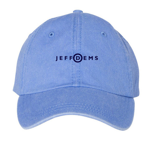 Dark Blue Logo | JeffDems Hats, a Periwinkle Printed Pigment Dye Baseball Cap