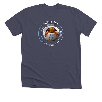Turtle Tea with TTPG, a Heather Midnight Navy Premium Unisex Tee