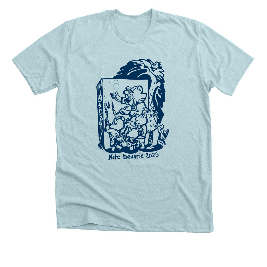 Nate Devarie 2025 Mural Design T-shirts, a Heather Ice Blue Premium Unisex Tee