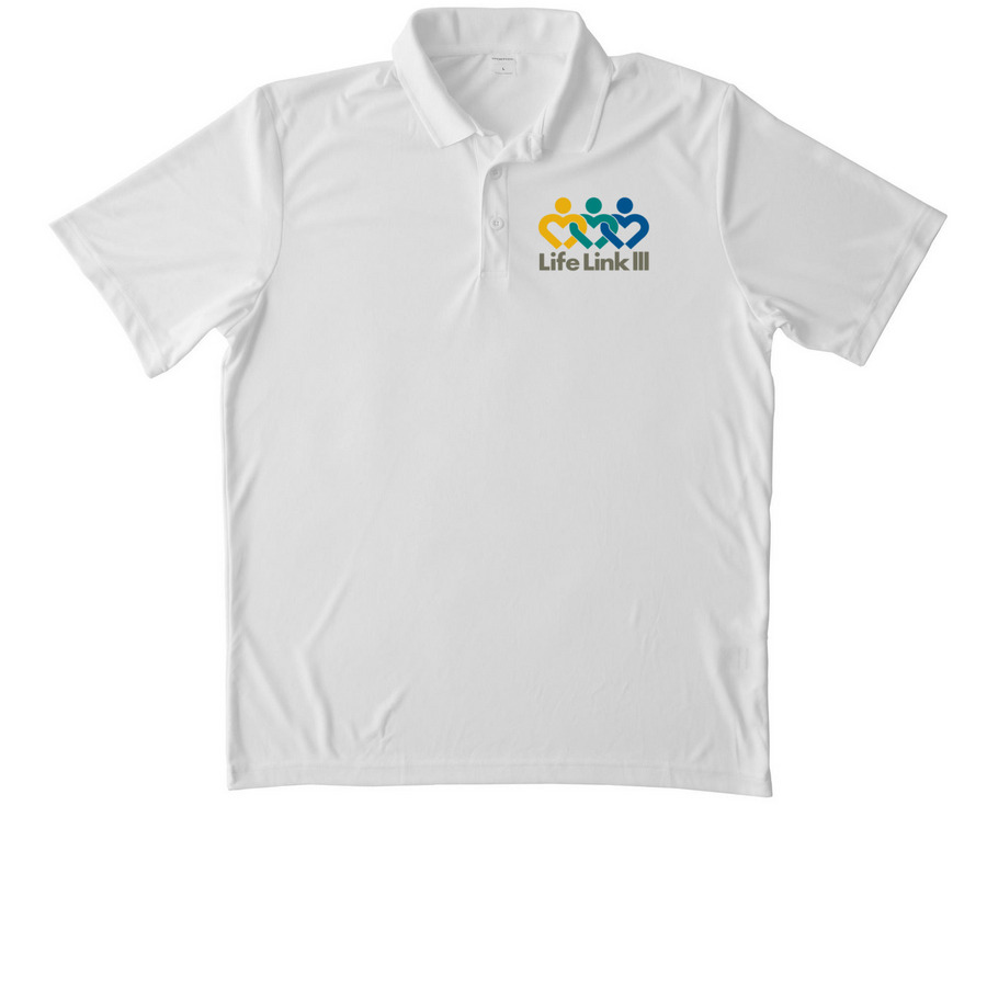 LL3 Performance Collection - Color Logo, a White Unisex Performance Polo