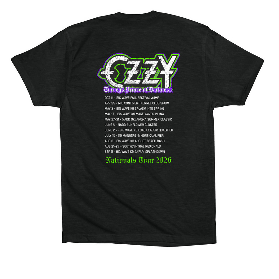 Ozzy Dock Tour 2026, a Vintage Black Premium Cotton Tee (back-view)