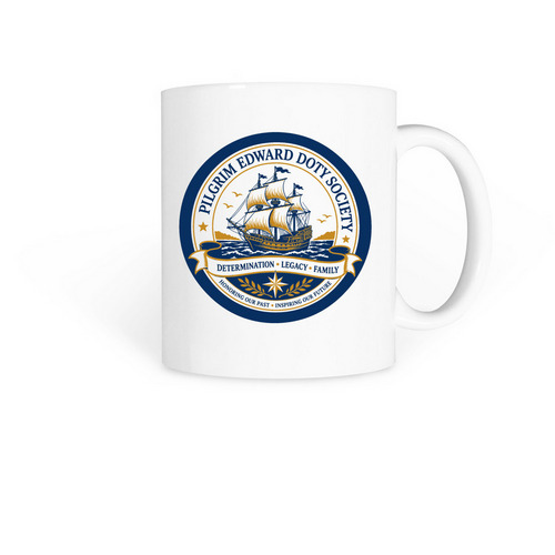 Pilgrim Edward Doty Society Coffee Mug, a White Coffee Mug
