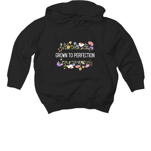 Toddler: Grown To Perfection, a Black Toddler Pullover Hoodie