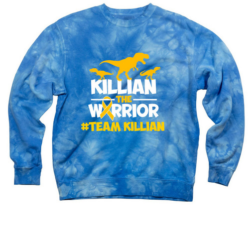 Killian the Warrior - Hoodie -Single Sided, a Aqua Blue Tie Dye Crewneck Sweatshirt