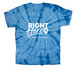 Adult Tie Dye | Right Here - White Logo, a Baby Blue Classic Tie Dye Tee