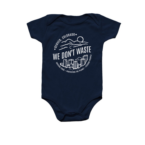 We Don't Waste Denver Infant Onesie, a Navy Infant Onesie