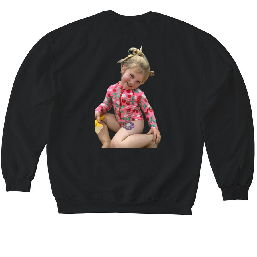 Addie Maeve's Dream Team, a Black Softstyle Crewneck Sweatshirt (back-view)