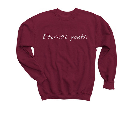 Eternal youth poem sweater, a Maroon Youth Crewneck Sweatshirt