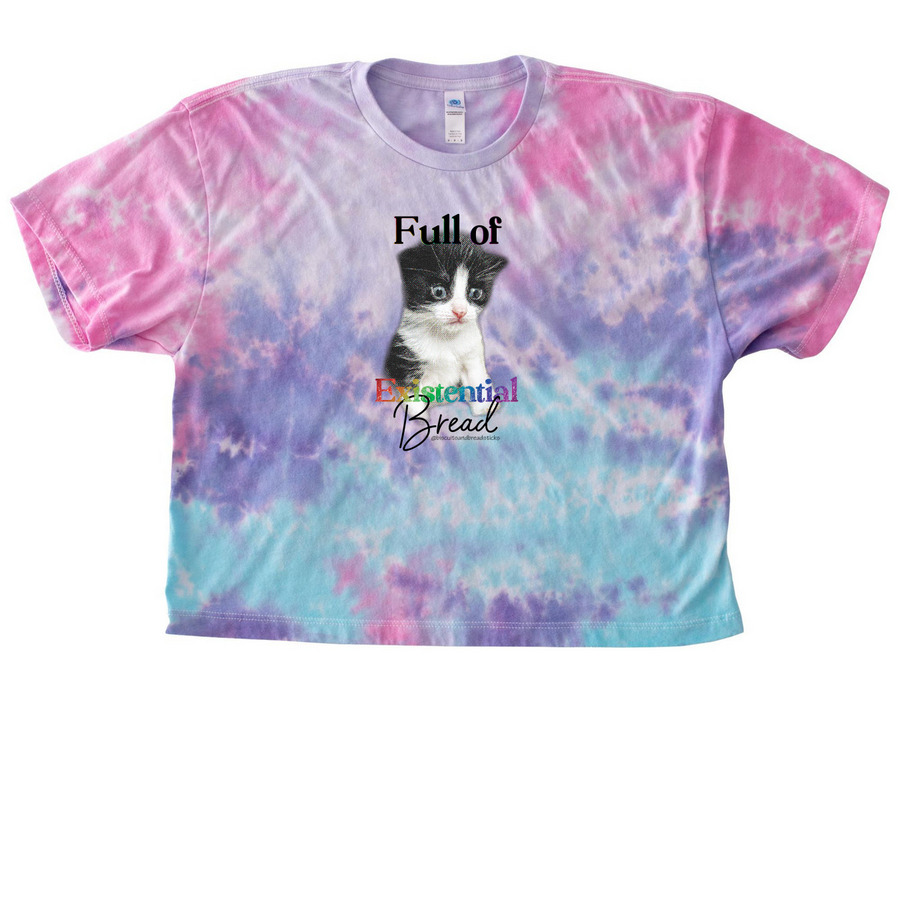 Full of existential bread, a Cotton Candy Women's Tie Dye Cropped Tee