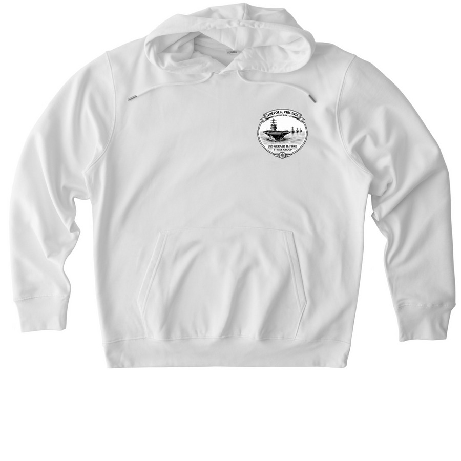 Adult Ford/CSG12 Port Visit Family Day Shirt, a White Stanley/Stella Unisex Cruiser 2.0 Pullover Hoodie