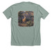 All Eyes, a Heather Sage Premium Unisex Tee (back-view)