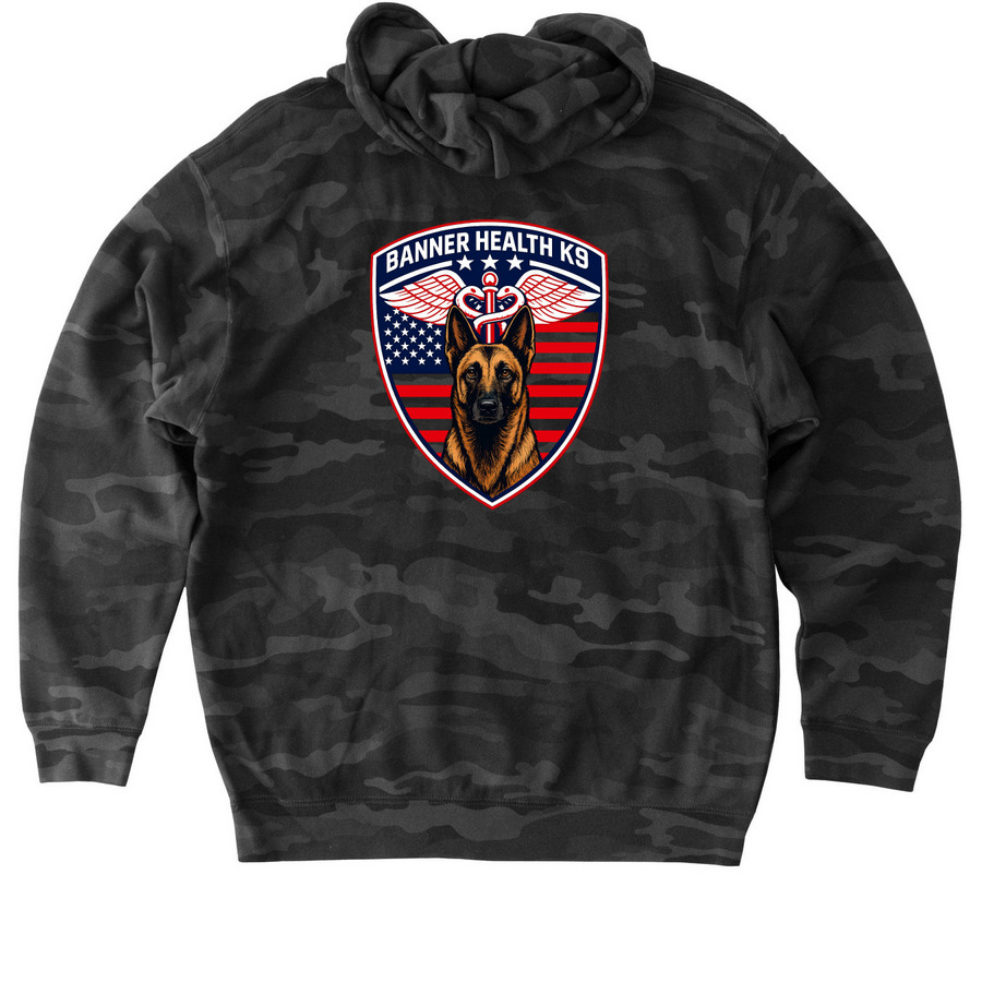 Limited Edition Camo Sweatshirt, a Black Camo Heavyweight Camo Pullover Hoodie (back-view)