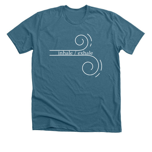 inhale / exhale, a Heather Deep Teal Premium Unisex Tee