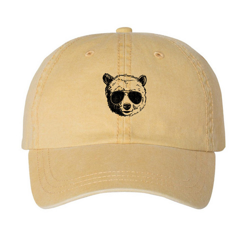 The Mama Bear Collection, a Mustard Printed Pigment Dye Baseball Cap