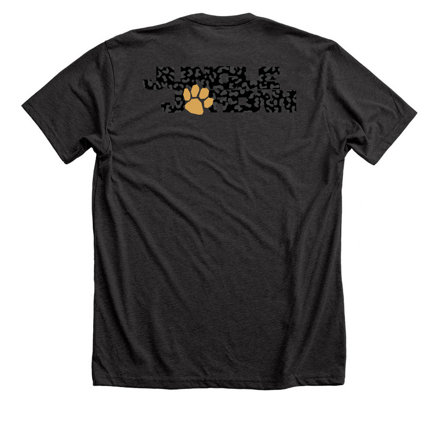 Jungle Jordan Black Cat, a Dark Grey Heather Premium Unisex Tee (back-view)