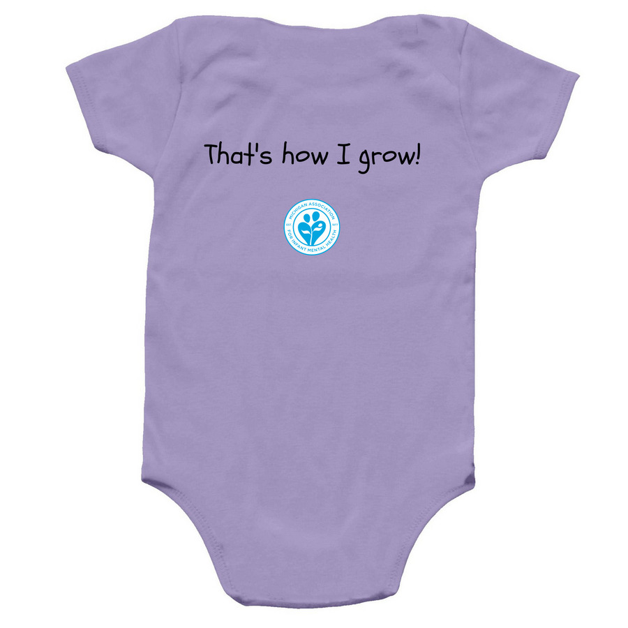 LOVED. SAFE. SECURE.&nbsp;, a Lavender Infant Onesie (back-view)