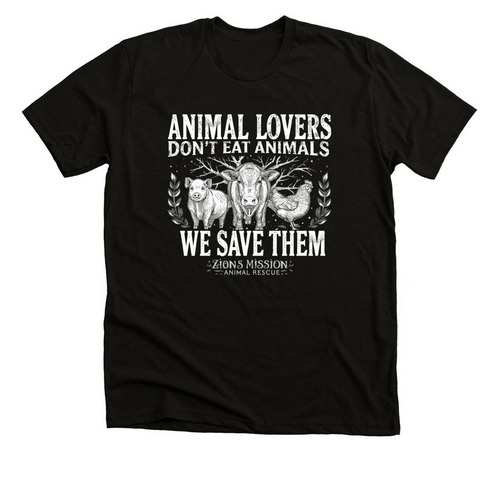Animal Lovers Don't Eat Animals, a Solid Black Blend Premium Unisex Tee