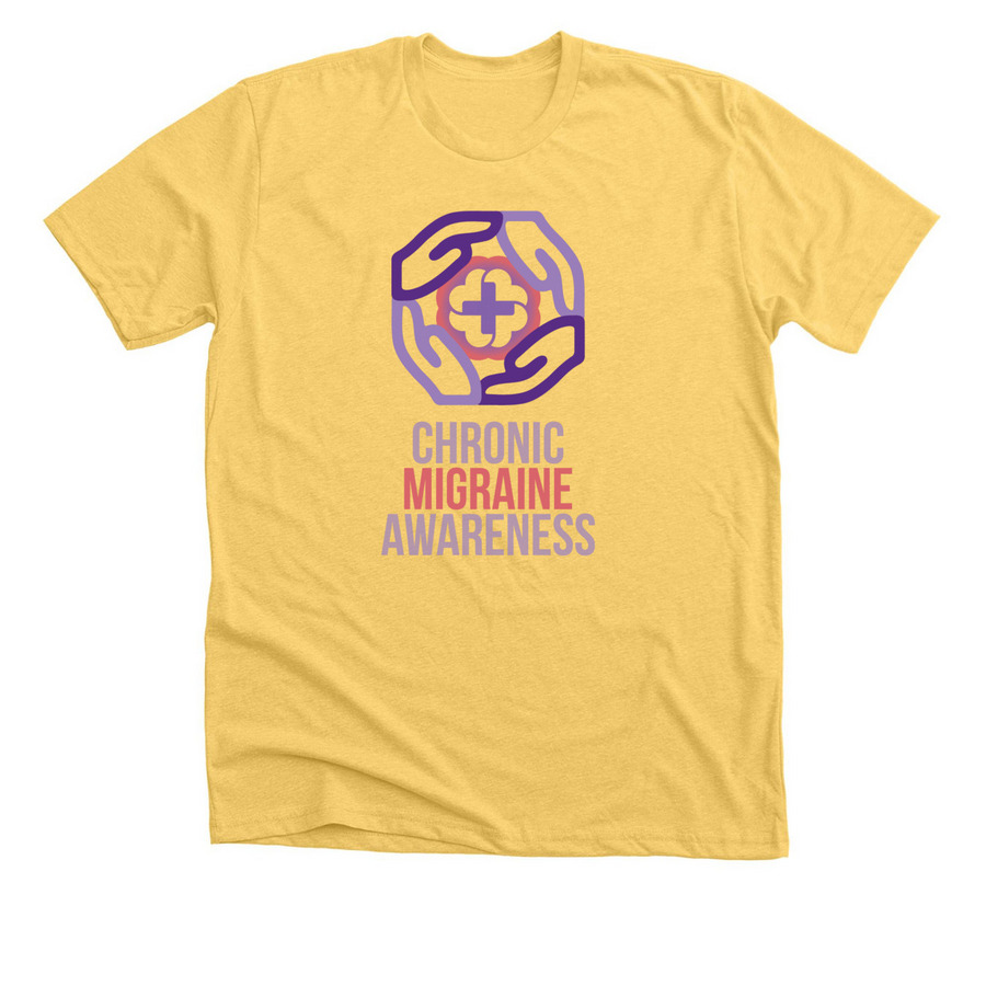 Chronic Migraine Awareness, a Heather Yellow Gold Premium Unisex Tee